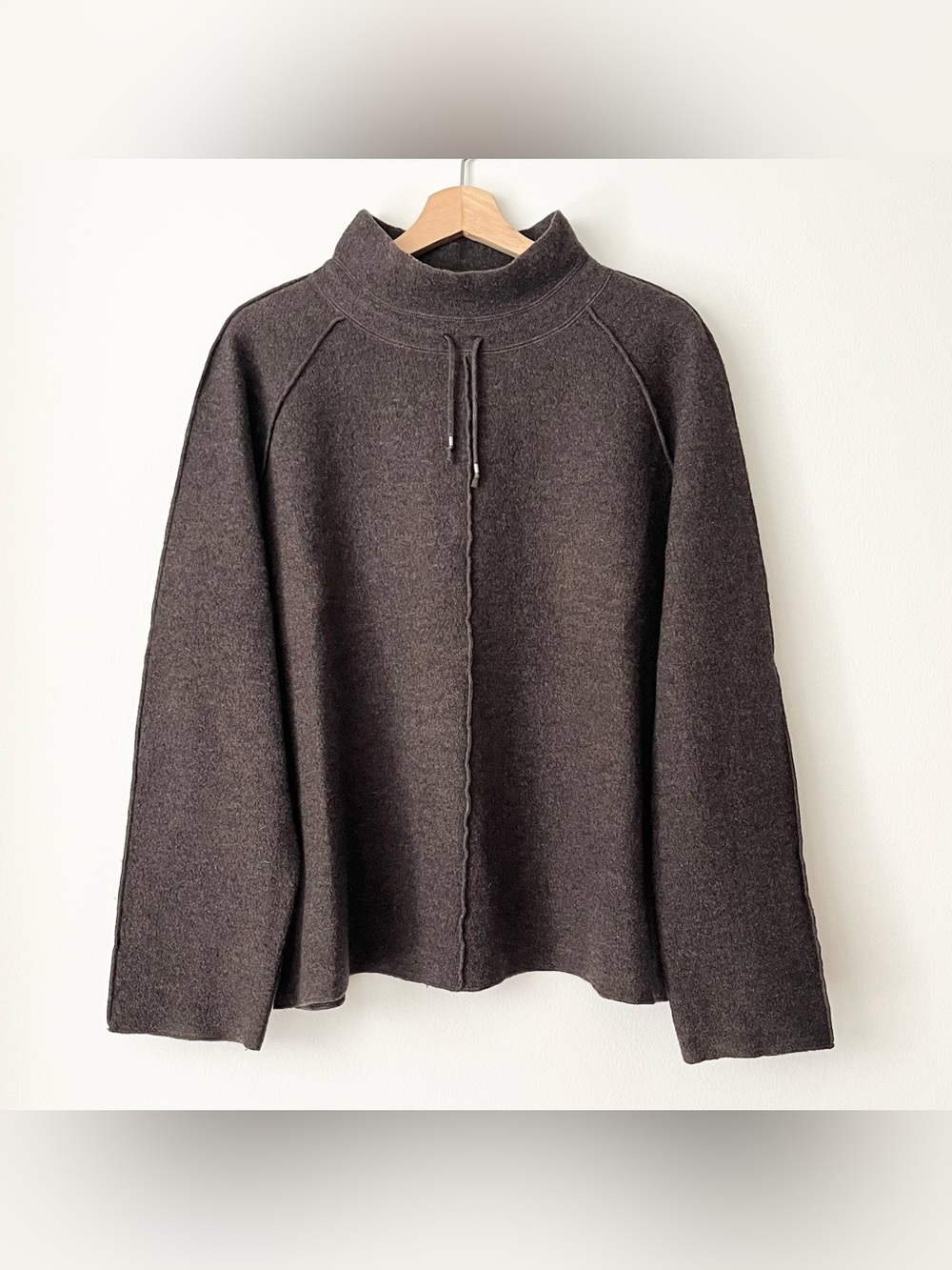 Vintage Classiques Entier Women's Merino Wool Sweater Brown XL Funnel Neck Comfy